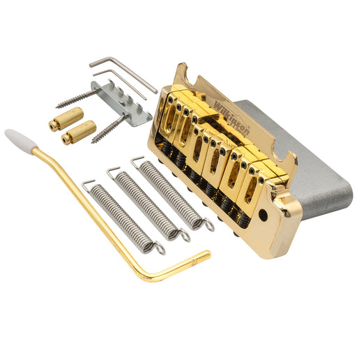 wilkinson m series 52 5mm2 1 16 inch full block st guitar tremolo bridge pop in arm 2 point for american standard or professional fender strat style electric guitar mx1796p, gold