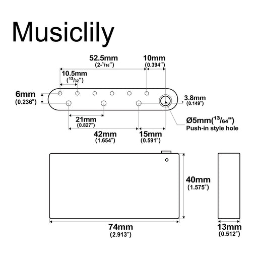 Dimensions of wilkinson m series 52 5mm2 1 16 inch tremolo block 40mm tall with push in arm hole for wilkinson strat tremolo bridge mx1803cr