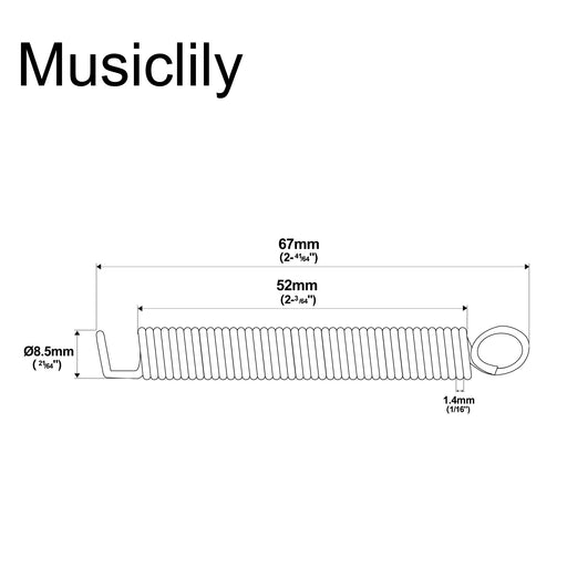Dimensions of wilkinson m series metal tremolo tension springs set for strat style guitar mx1804cr 5