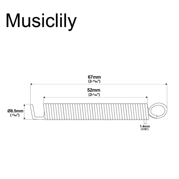 Dimensions of wilkinson m series metal tremolo tension springs set for strat style guitar mx1804cr 5