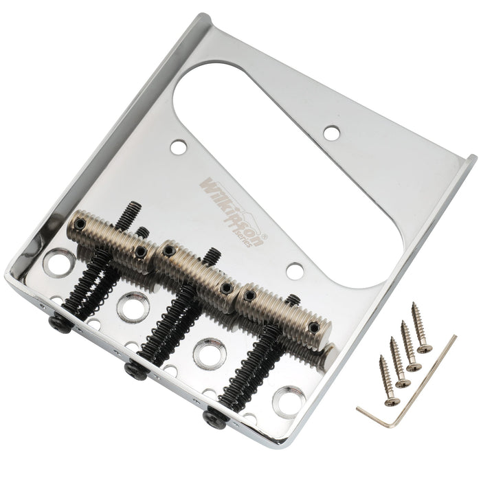 detail of wilkinson m series 54mm2 1 8 inch threaded ashtray style bridge 3 saddles for tele style guitar mx1812p