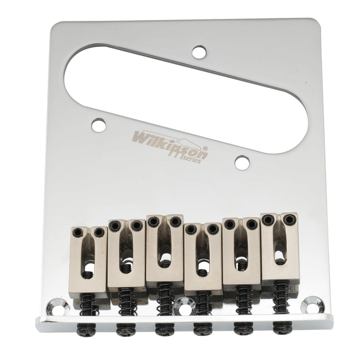 wilkinson m series 52 5mm2 1 16 inch guitar bridge with 6 modern style saddles for tele style electric guitar mx1814p, chrome