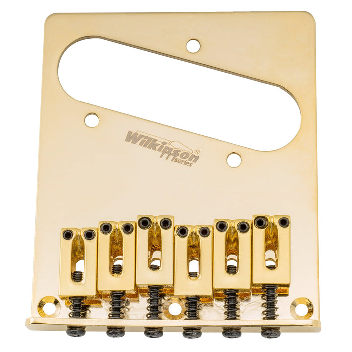 wilkinson m series 52 5mm2 1 16 inch guitar bridge with 6 modern style saddles for tele style electric guitar mx1814p, gold