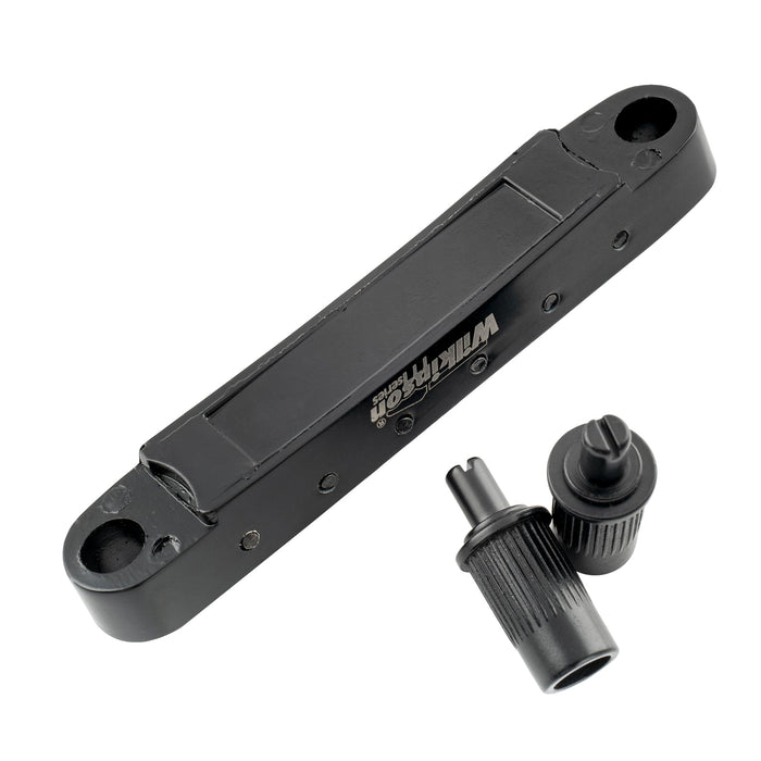 detail of wilkinson m series 52mm2 3 64 inch string spacing wide style tune o matic bridge for lp sg style electric guitar mx1816p