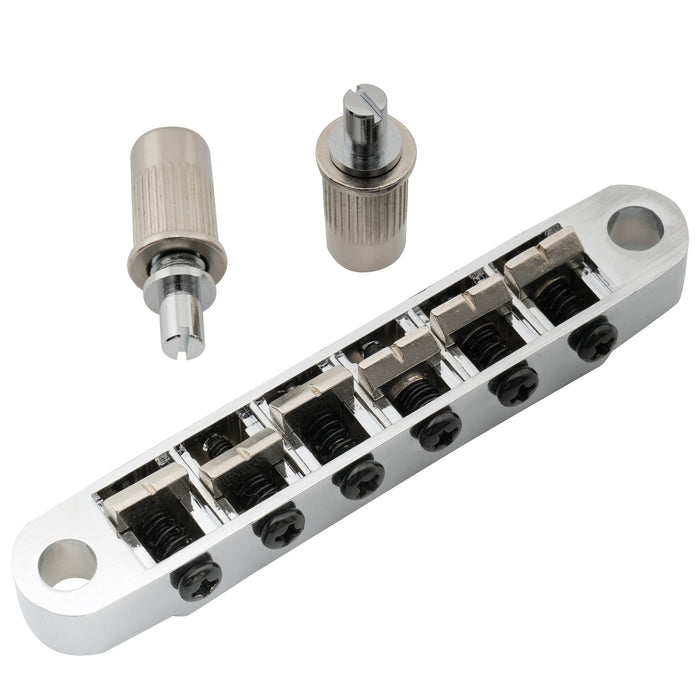 wilkinson m series 52mm2 3 64 inch string spacing wide style tune o matic bridge for lp sg style electric guitar mx1816p, gold