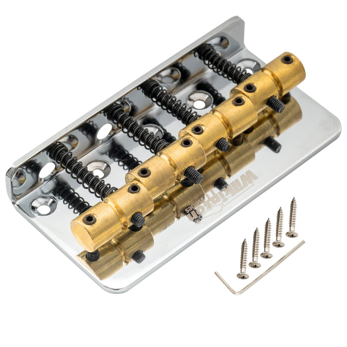 detail of wilkinson m series 57mm2 1 4 inch top loading 4 string fixed bass bridge brass saddles for precision bass and jazz bass mx1820cr
