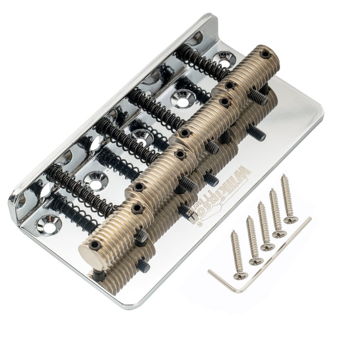detail of wilkinson m series 57mm2 1 4 inch top loading 4 string fixed bass bridge threaded saddles for precision bass and jazz bass mx1821cr