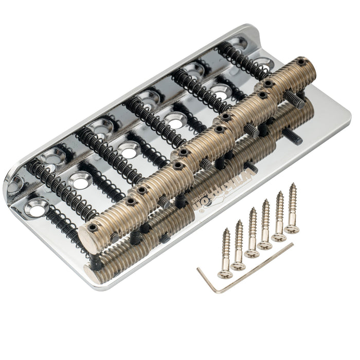 detail of wilkinson m series wob51t 72mm2 53 64 inch top loading 5 string fixed bass bridge threaded saddles for precision bass and jazz bass mx1823cr