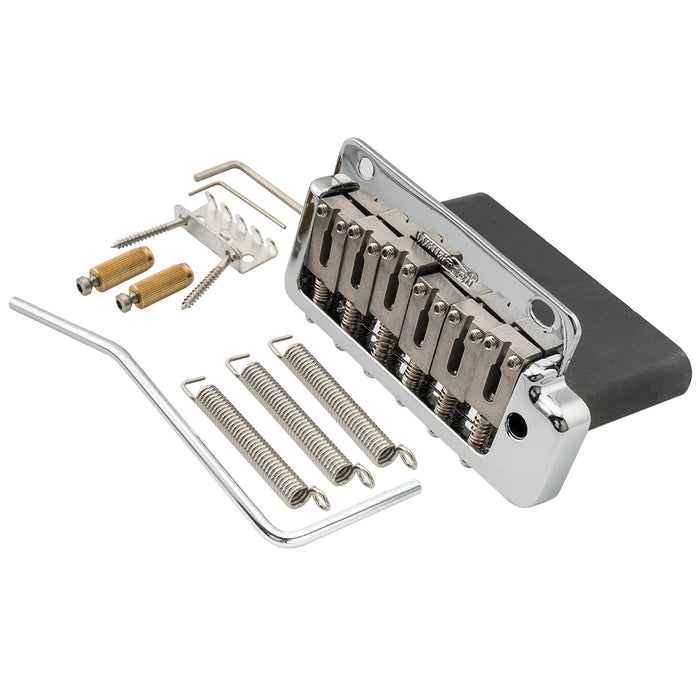 wilkinson wvp2 sb 54mm 2 point stainless steel saddles tremolo bridge with full steel block for japan korea import strat electric guitar mx1835p, chrome