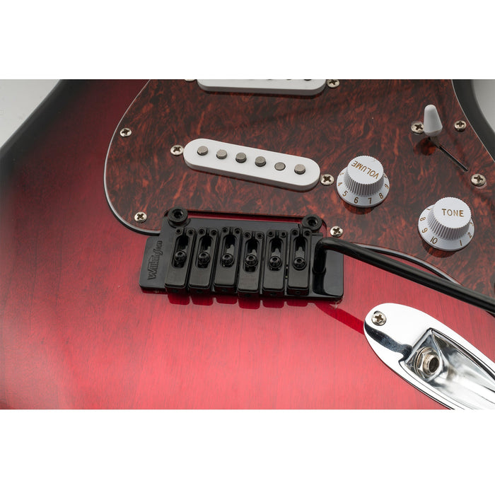 Application of wilkinson wvs50k 54mm 2 point locking saddle tremolo bridge with full steel block for squier style strat electric guitar mx1838p
