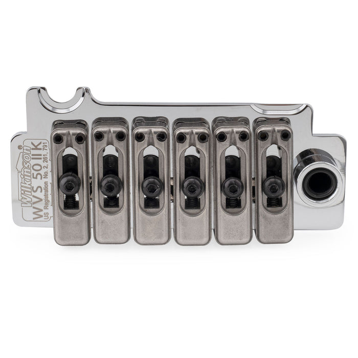Puente de trémolo Wilkinson WVS50IIK de 52,5 mm (2-1/16 pulgadas), con silletas de acero inoxidable de dos puntos y bloque de acero completo para guitarra eléctrica Strat de EE. UU., México, Japón y Corea.