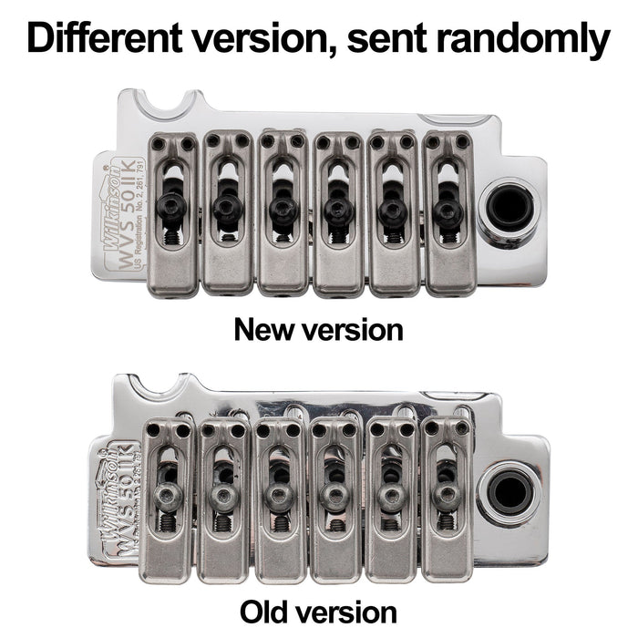 Puente de trémolo Wilkinson WVS50IIK de 52,5 mm (2-1/16 pulgadas), con silletas de acero inoxidable de dos puntos y bloque de acero completo para guitarra eléctrica Strat de EE. UU., México, Japón y Corea.