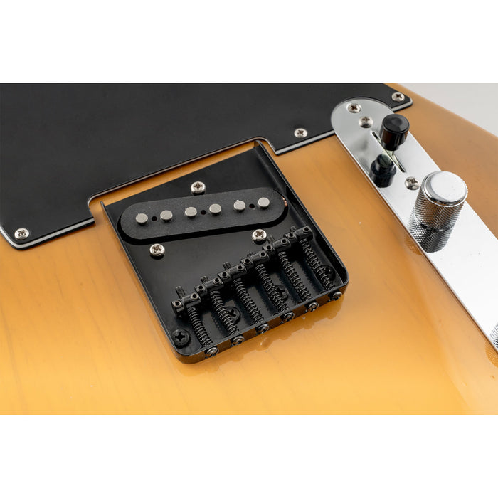 Application of musiclily pro 54mm string spacing 6 saddles ash tray bridge for tele style electric guitar mx1841p