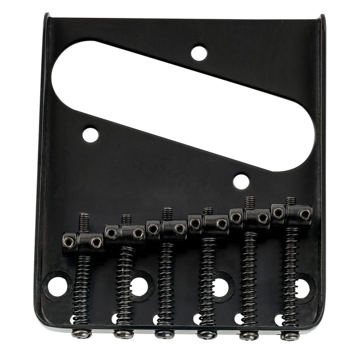detail of musiclily pro 54mm string spacing 6 saddles ash tray bridge for tele style electric guitar mx1841p