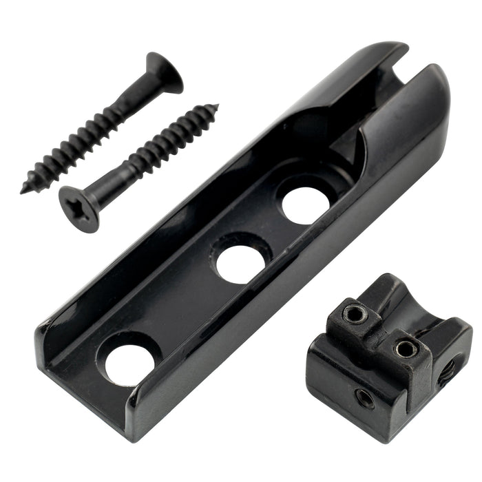 detail of musiclily pro 15 5mm individual bass bridge single string lock down bass bridge for 1st 2nd string mx1844p
