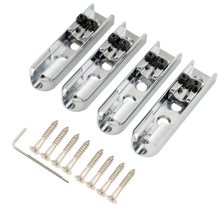 musiclily pro individual bass bridge single string lock down bass bridge for 4 string electric bass mx1844 2mx3136 2p, chrome