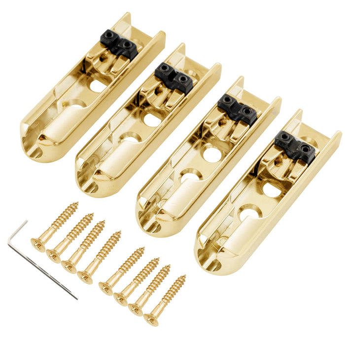 musiclily pro individual bass bridge single string lock down bass bridge for 4 string electric bass mx1844 2mx3136 2p, gold
