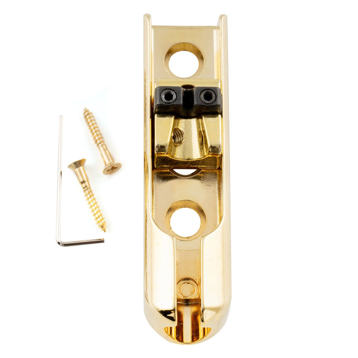 musiclily pro 15 5mm individual bass bridge single string lock down bass bridge for 1st 2nd string mx1844p, gold