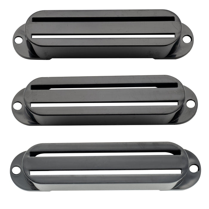 musiclily basic plastic rail blade guitar single coil sized humbucker pickup covers set for strat style mx1848 3p