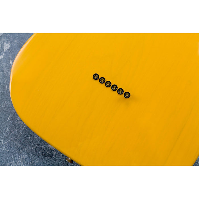 Application of musiclily pro steel big lip style guitar string through body string ferrules for tele hardtail strat style electric guitar mx1857 6p