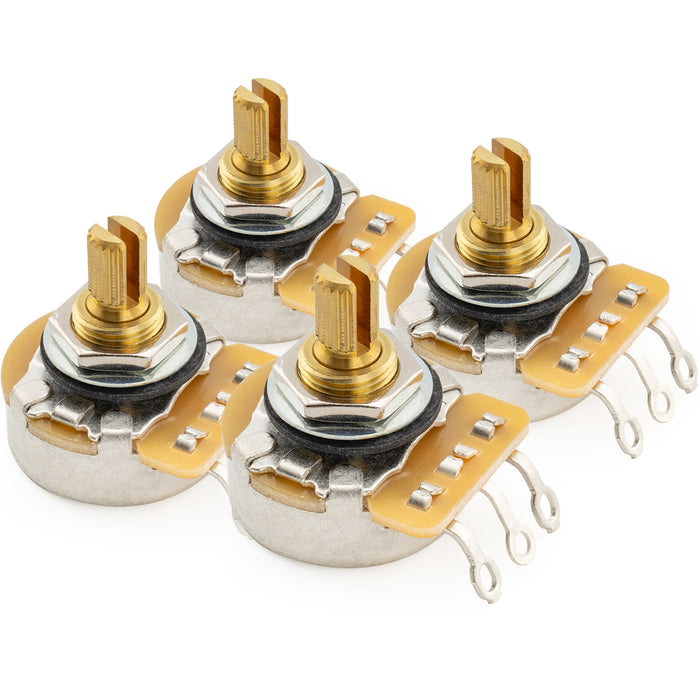 CTS 450G A250K ポット ミリ規格 18スプライン 真鍮 ショートスプリットシャフト1/4インチ 10% オーディオテーパー ポテンショメータ エレキギターベース用