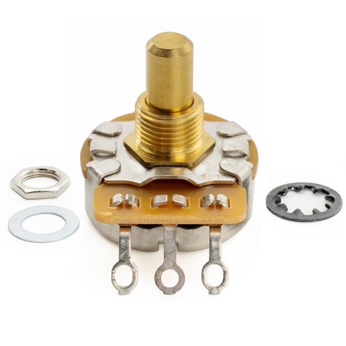 detail of cts 450g a250k pot brass solid short shaft 1 4 inch 10 audio taper potentiometer for electric guitar bass mx1861