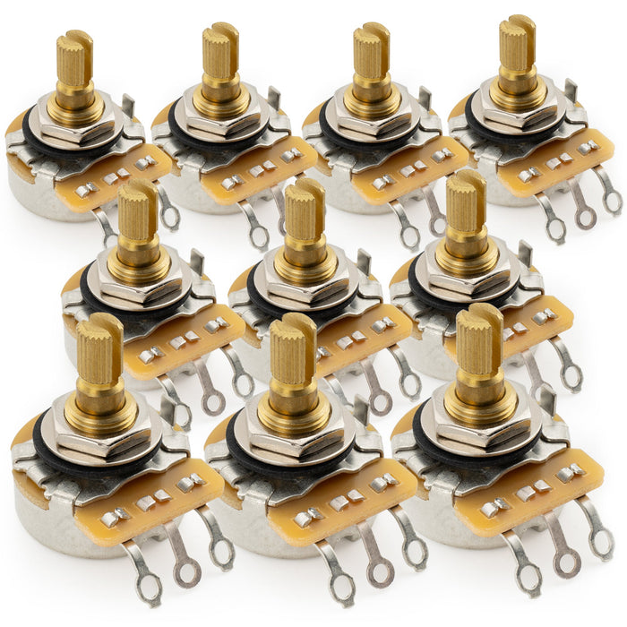 cts 450g no load a250k pot brass short split shaft 1 4 inch 10 audio taper potentiometer for electric guitar bass mx1863, 10 pcs