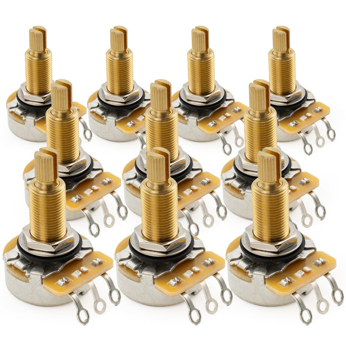 cts 450g a500k pot brass long split shaft 3 4 inch 10 audio taper potentiometer for electric guitar bass mx1867, 10 pcs