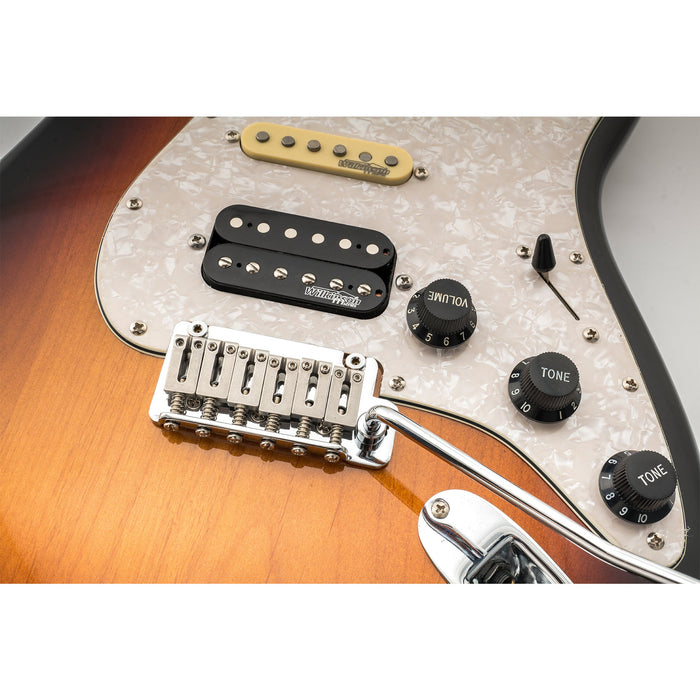 musiclily pro 54mm2 1 8 inch 2 point style guitar tremolo bridge with stainless steel saddles full steel block for japan import strat style electric guitar mx1891p, chrome