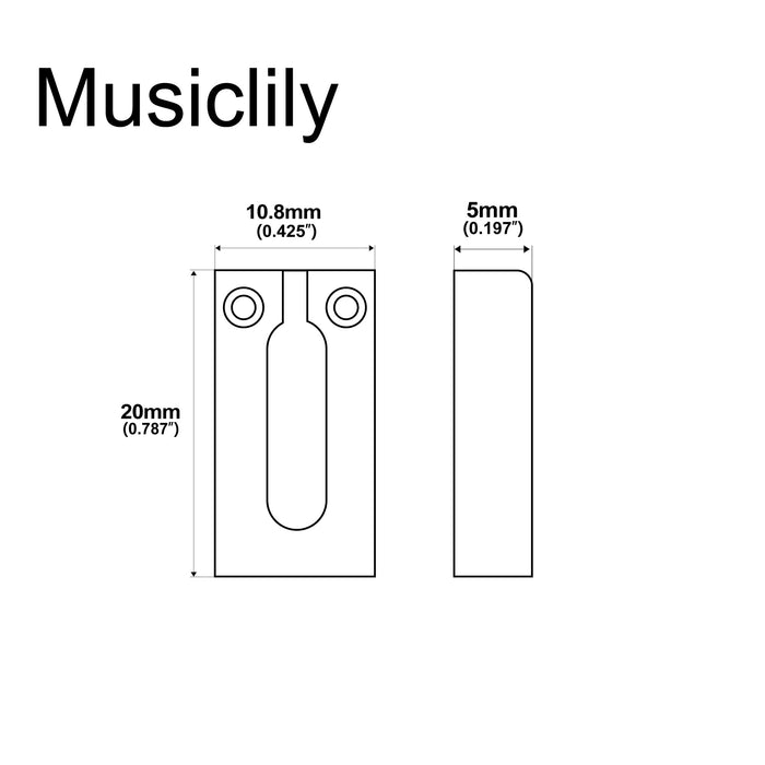 Dimensions of musiclily pro 10 8mm stainless steel modern guitar tremolo bridge saddles for strat style electric guitar mx1892 6