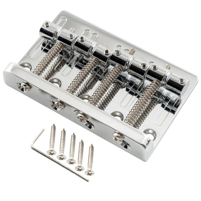 musiclily pro 57mm 2 1 4 inch string spacing heavy duty 4 string bass bridge assembly mx1894p, chrome