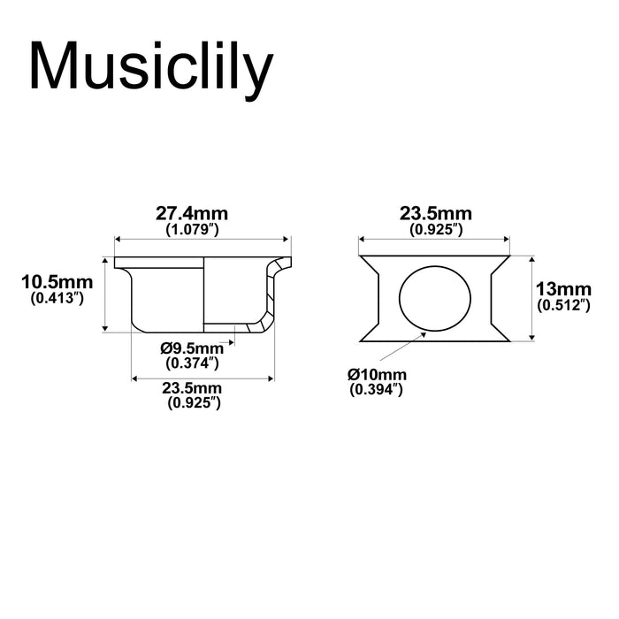 Dimensions of musiclily pro steel traditional cup jack plate for tele style electric guitar mx1895p