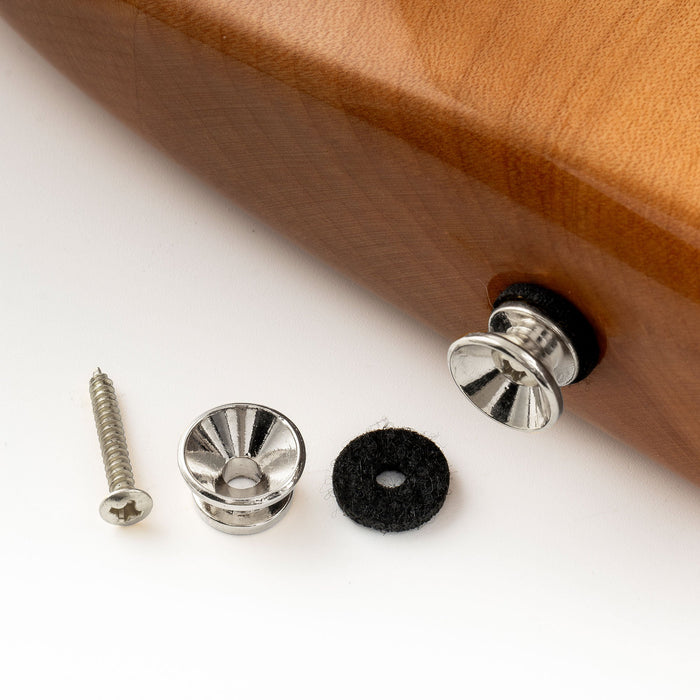 Usage show of musiclily pro steel strap button end pins for accoustic electric guitar mx1897 2p