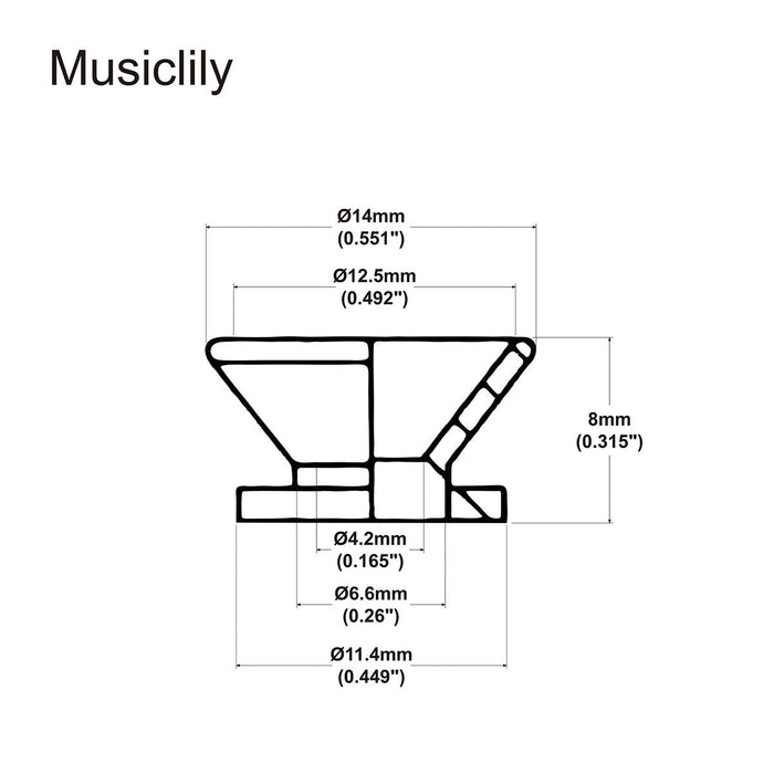 Dimensions of musiclily pro steel strap button end pins for accoustic electric guitar mx1897 2p