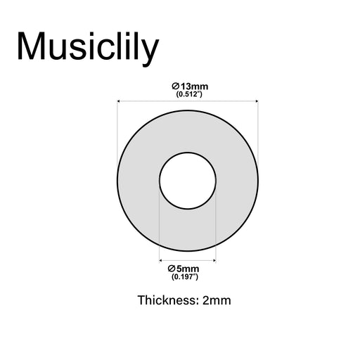 Dimensions of musiclily basic guitar strap button felt washers mx1898 20p