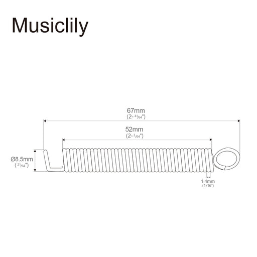 Dimensions of musiclily pro steel spring for electric guitar tremolo bridge middle hard tension mx1906 5p