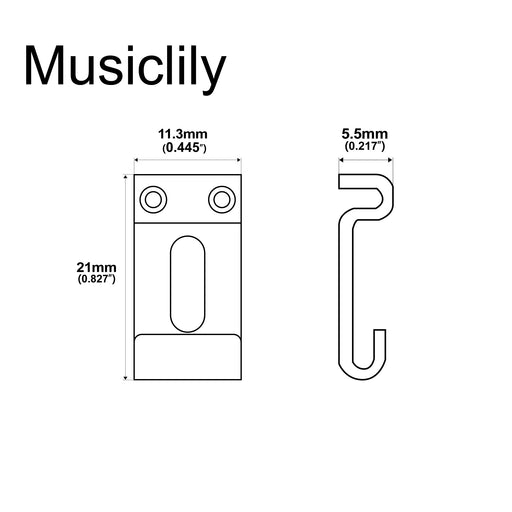 Dimensions of musiclily pro 11 3mm steel vintage style guitar tremolo bridge saddles for strat style electric guitar mx1907 6p