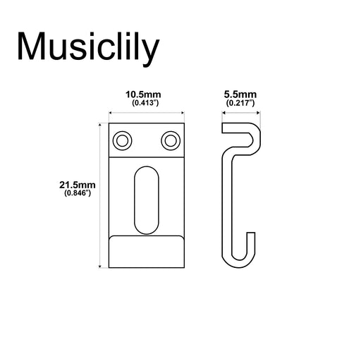Dimensions of musiclily pro 10 5mm steel vintage style guitar tremolo bridge saddles for strat style electric guitar mx1908 6p
