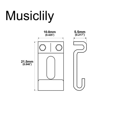 Dimensions of musiclily pro 10 8mm steel vintage style guitar tremolo bridge saddles for strat style electric guitar mx1909 6p