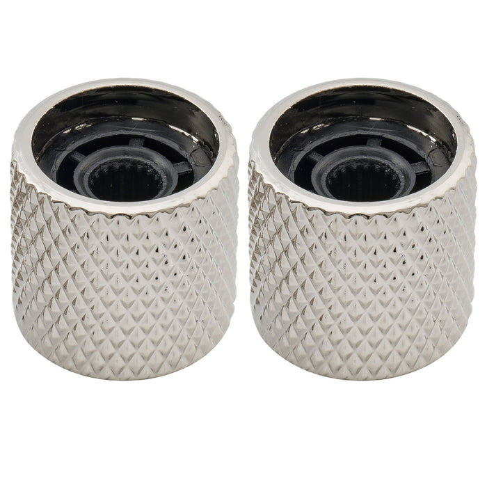 Musiclily Pro 鋼製 ミリ規格 18スプライン フラットトップ コントロールノブ つまみ Importエレキギターとベース用 ブラック(2個セット)