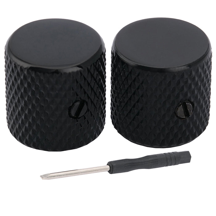 musiclily pro 6mm steel flat top control knob with set screw for electric guitar bass mx1913 2p, black