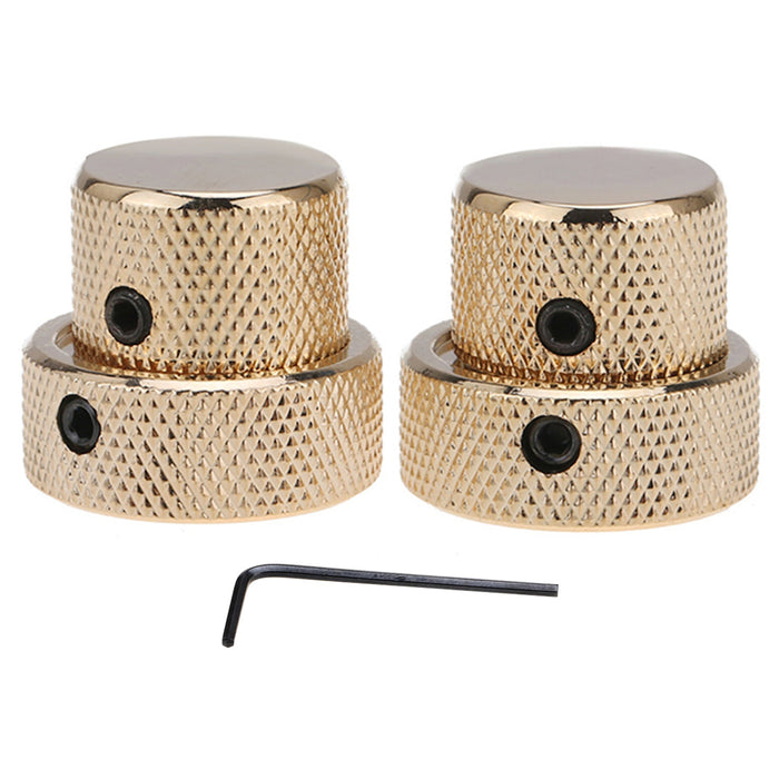 musiclily pro steel universal dual concentric stacked brass shaft control knob for electric guitar bass mx1916 2p, gold