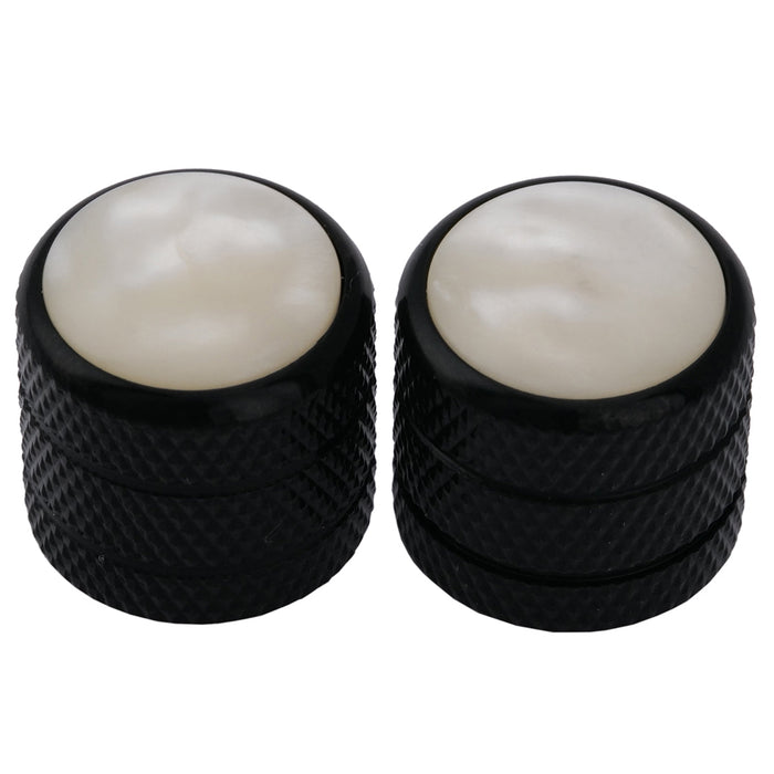 musiclily pro coarse 18 splines steel dome white pearl top control knob for imported guitar bass mx1917 2p, black