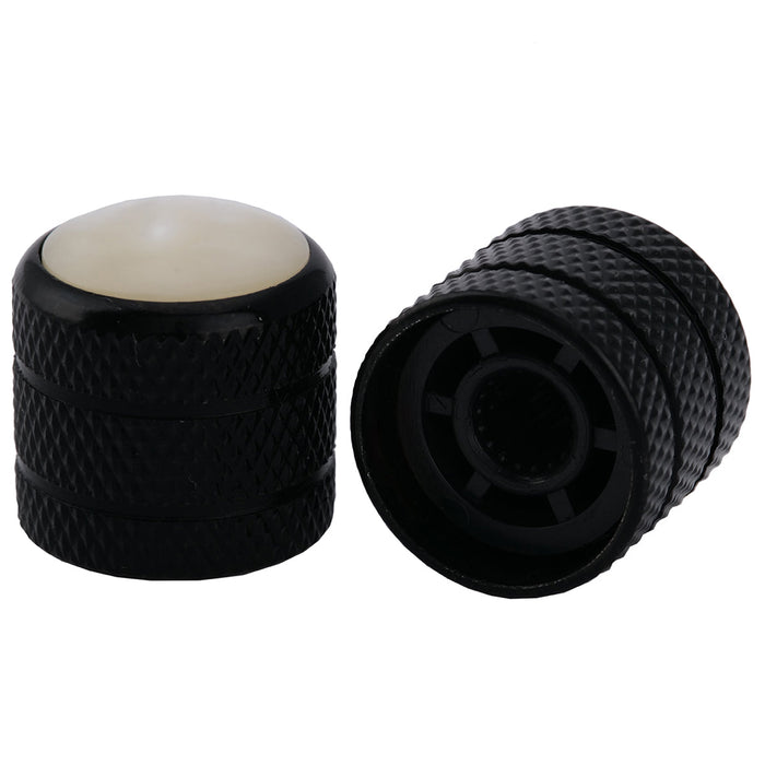 Perilla de control Musiclily Pro Coarse de 18 estrías con cúpula de acero y parte superior perlada blanca para guitarra y bajo importados (juego de 2)