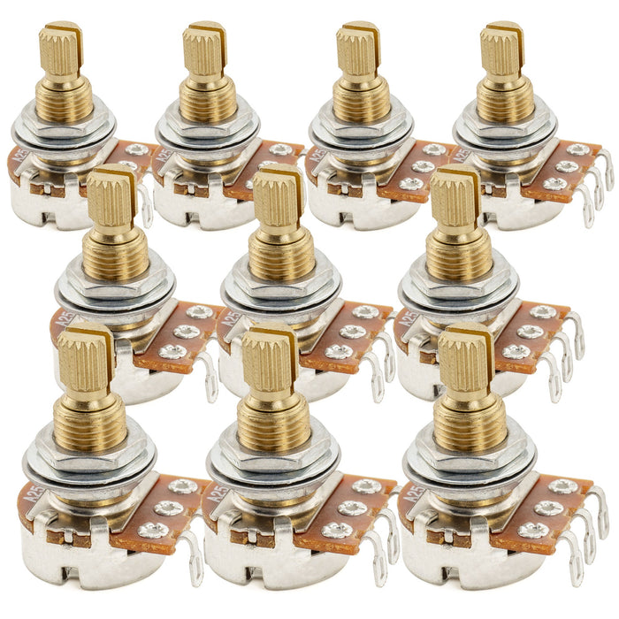 Musiclily Pro A250K Mini Pots Brass Metric Split Standard Shaft 9.5mm Audio Taper Potentiometers for Electric Guitar Bass (Set of 10)