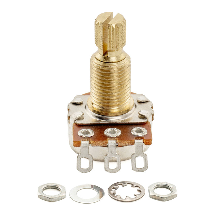 Musiclily Pro A250K Mini Pots Brass Metric Split Standard Shaft 9.5mm Audio Taper Potentiometers for ST Tele PB JB Style Electric Guitar Bass (Set of 3)
