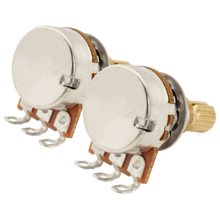 Musiclily Pro A250K+B250K Mini Pots Brass Metric Split Standard Shaft 9.5mm Audio Linear Taper Potentiometers for ST Tele PB JB Style Electric Guitar Bass (Set of 1A1B)