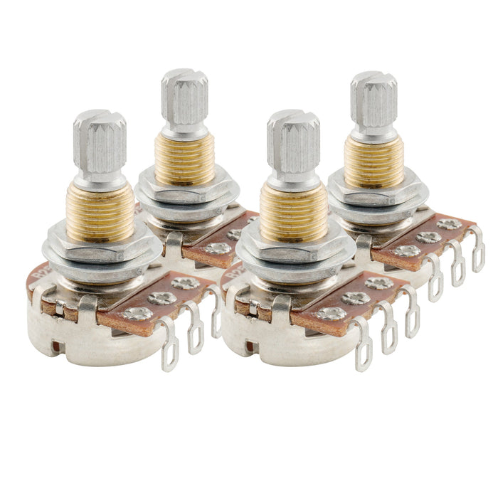 musiclily pro 250k brass thread mini metric coarse 18 spline split shaft pots audio linear taper potentiometers for electric guitar bass mx1933 4, 4 pcs