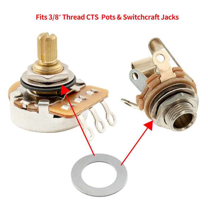 Musiclily Pro 3/8インチ 六角ナット USA スレッド CTSポットとSwitchcraftジャックソケット取り付け用 ニッケル(10個セット)