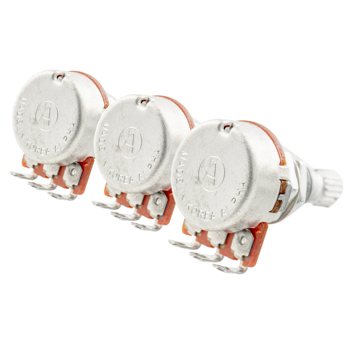 Alpha A250Kx2+B250K Mini Pots Metric Split Standard Shaft 9.5mm Audio Linear Taper Potentiometers for ST Tele PB JB Style Electric Guitar Bass (Set of 2A1B)